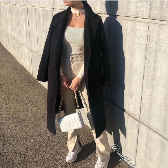 Zara Ecru Faux Leather Flared Slit Slim Fit Pants - Picture 4 of 16